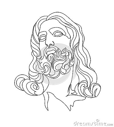 One line drawing sketch. Sculpture illustration. Modern single line art, aesthetic contour. Vector Illustration